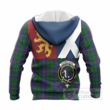 Carmichael Crest Tartan Knitted Hoodie with Lion Rampant Saltire Style
