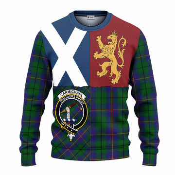 Carmichael Crest Tartan Knitted Sweater with Lion Rampant Saltire Style