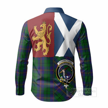 Carmichael Crest Tartan Long Sleeve Button Shirts with Lion Rampant Saltire Style