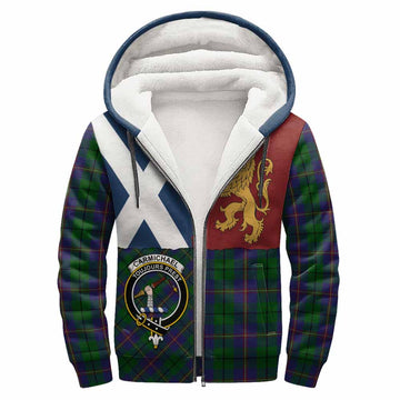 Carmichael Crest Tartan Sherpa Hoodie with Lion Rampant Saltire Style