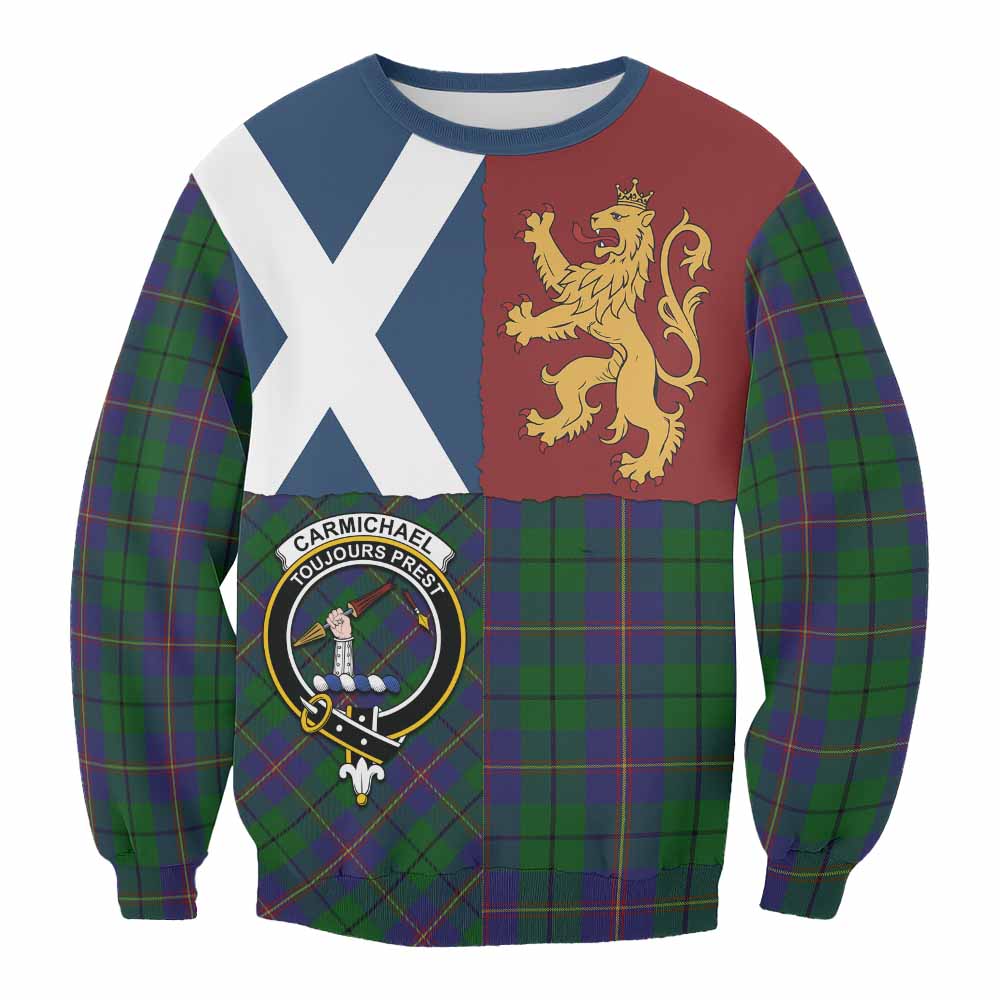Carmichael Crest Tartan Sweatshirt with Lion Rampant Saltire Style