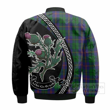 Carmichael Family Crest Tartan Bomber Jacket Alba Thistle Inspired - Tartan Vibes Clothing