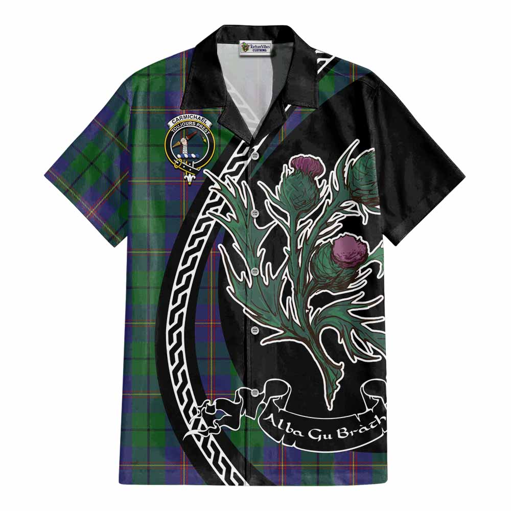 Carmichael Family Crest Tartan Cotton Hawaiian Shirt Alba Thistle Inspired - Tartan Vibes Clothing