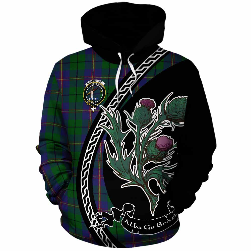 Carmichael Family Crest Tartan Cotton Hoodie Alba Thistle Inspired - Tartan Vibes Clothing