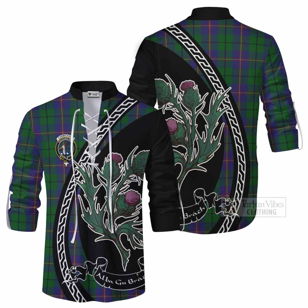 Carmichael Family Crest Tartan Ghillie Shirt Alba Thistle Inspired - Tartan Vibes Clothing