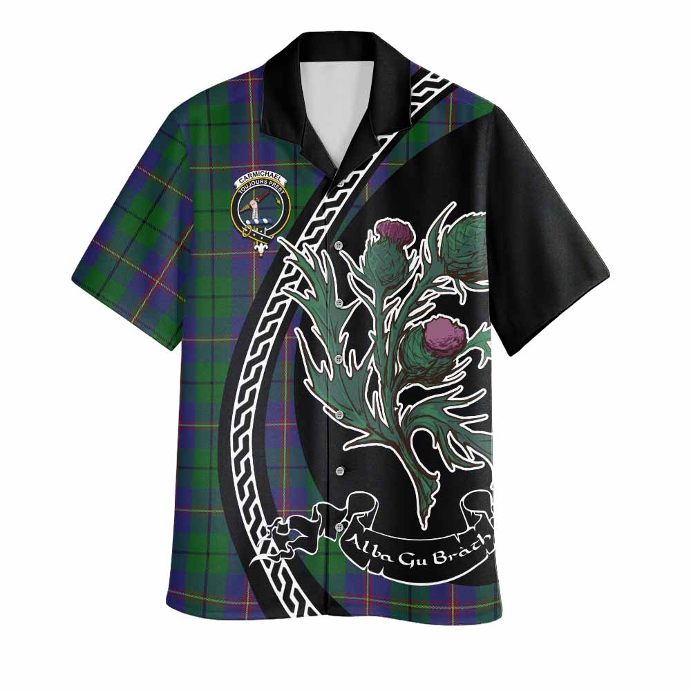 Carmichael Family Crest Tartan Hawaiian Shirt Alba Thistle Inspired - Tartan Vibes Clothing