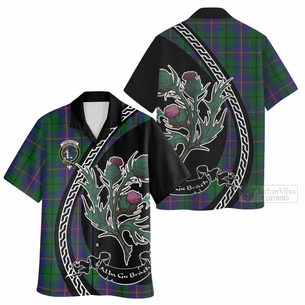 Carmichael Family Crest Tartan Hawaiian Shirt Alba Thistle Inspired - Tartan Vibes Clothing