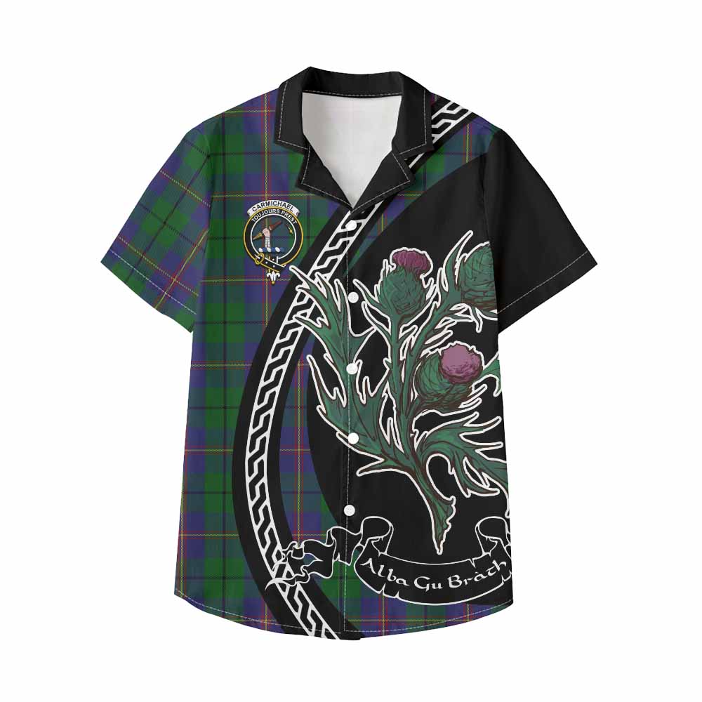 Carmichael Family Crest Tartan Kid Hawaiian Shirt Alba Thistle Inspired - Tartan Vibes Clothing