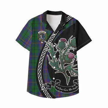 Carmichael Family Crest Tartan Kid Hawaiian Shirt Alba Thistle Inspired - Tartan Vibes Clothing