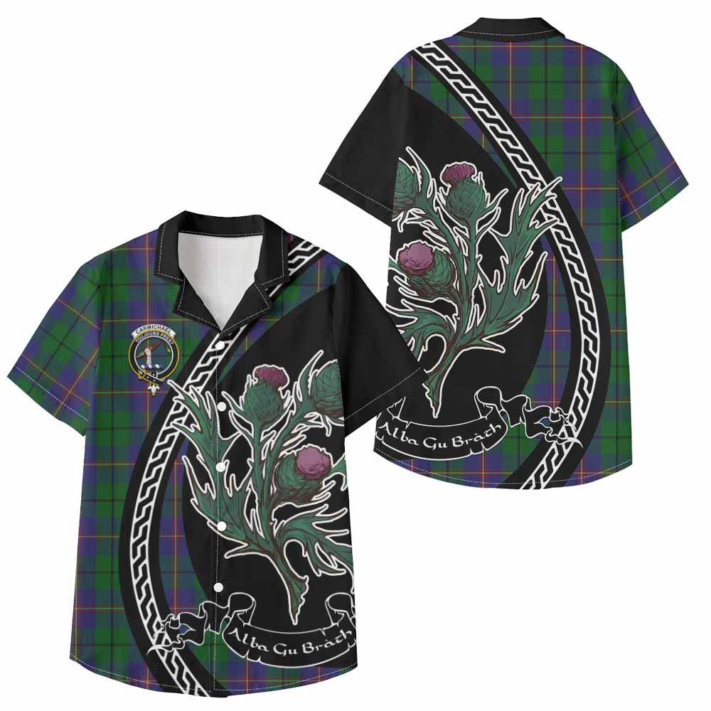 Carmichael Family Crest Tartan Kid Hawaiian Shirt Alba Thistle Inspired - Tartan Vibes Clothing