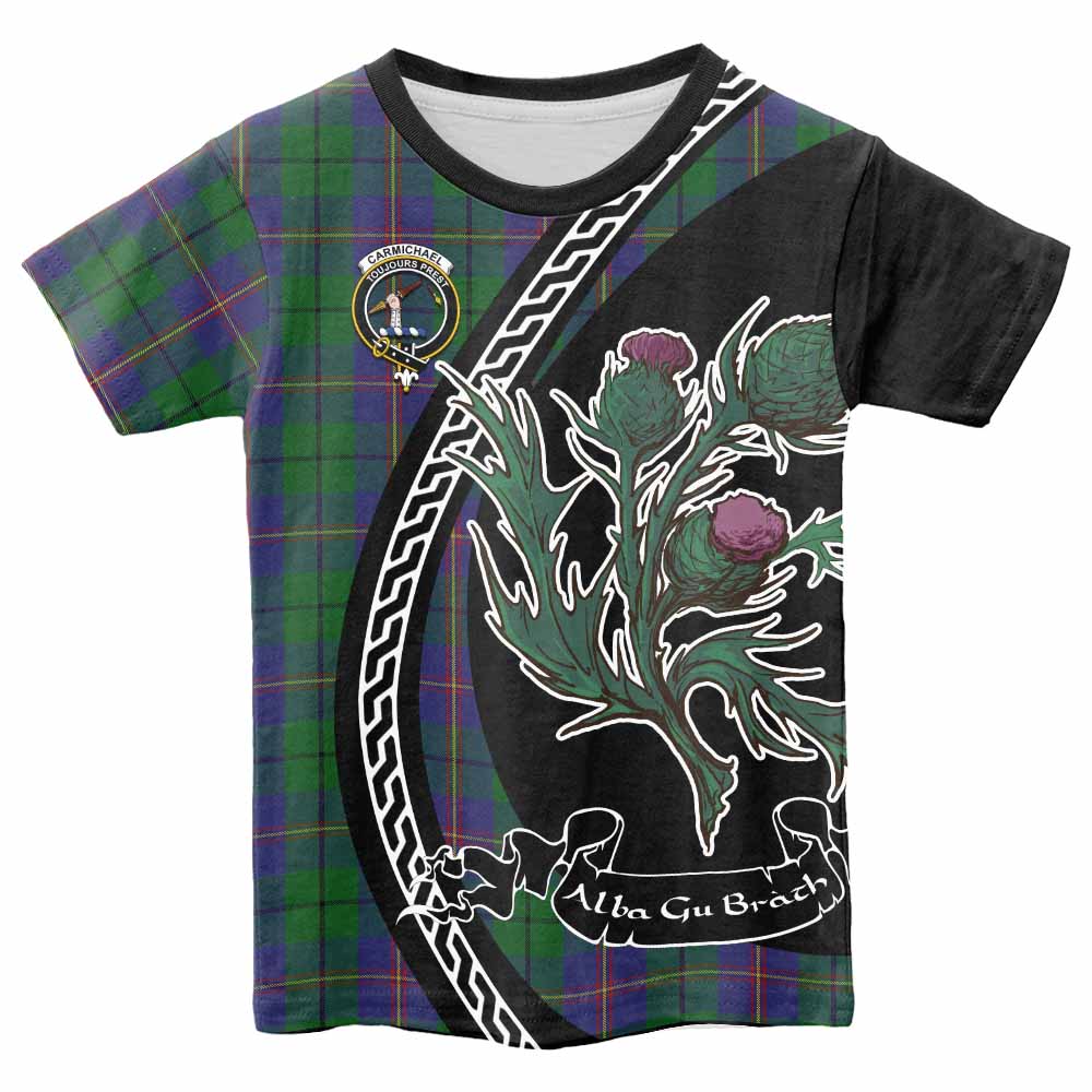 Carmichael Family Crest Tartan Kid T-shirt Alba Thistle Inspired - Tartan Vibes Clothing