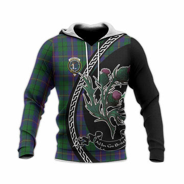 Carmichael Family Crest Tartan Knitted Hoodie Alba Thistle Inspired - Tartan Vibes Clothing