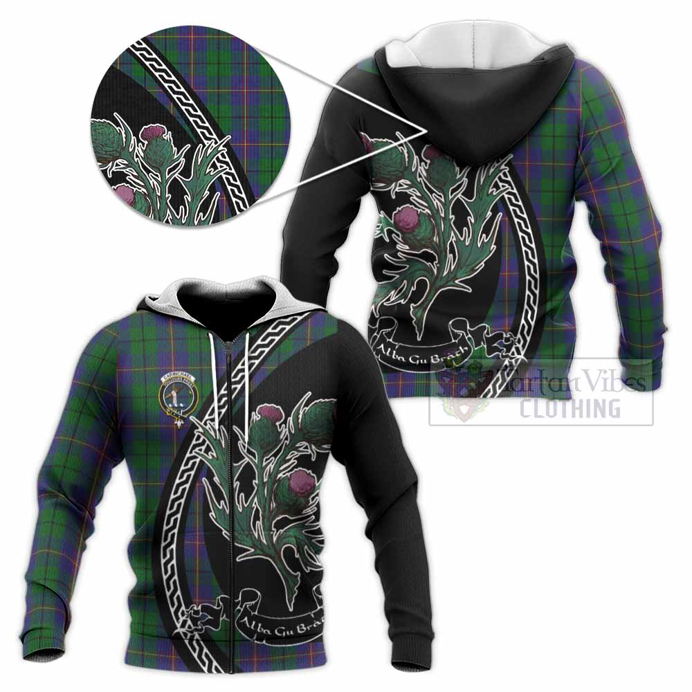Carmichael Family Crest Tartan Knitted Hoodie Alba Thistle Inspired - Tartan Vibes Clothing