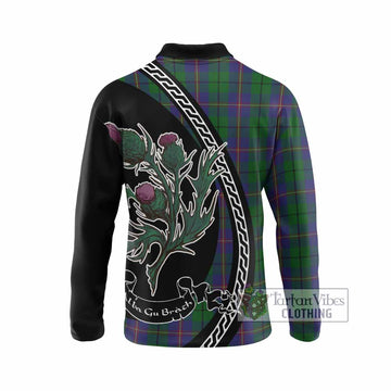 Carmichael Family Crest Tartan Long Sleeve Polo Shirt Alba Thistle Inspired - Tartan Vibes Clothing
