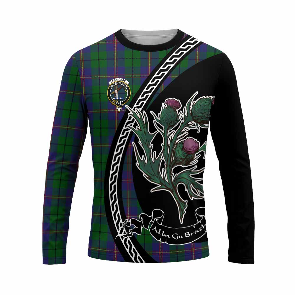 Carmichael Family Crest Tartan Long Sleeve T-Shirt Alba Thistle Inspired - Tartan Vibes Clothing