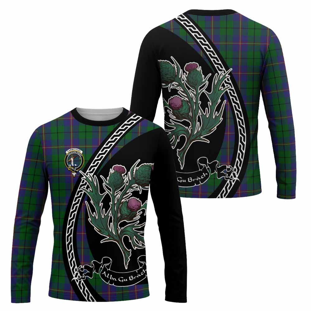 Carmichael Family Crest Tartan Long Sleeve T-Shirt Alba Thistle Inspired - Tartan Vibes Clothing