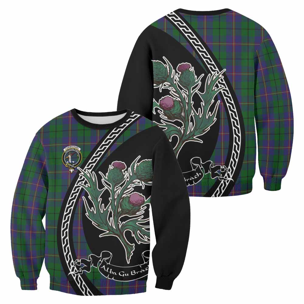 Carmichael Family Crest Tartan Sweatshirt Alba Thistle Inspired - Tartan Vibes Clothing