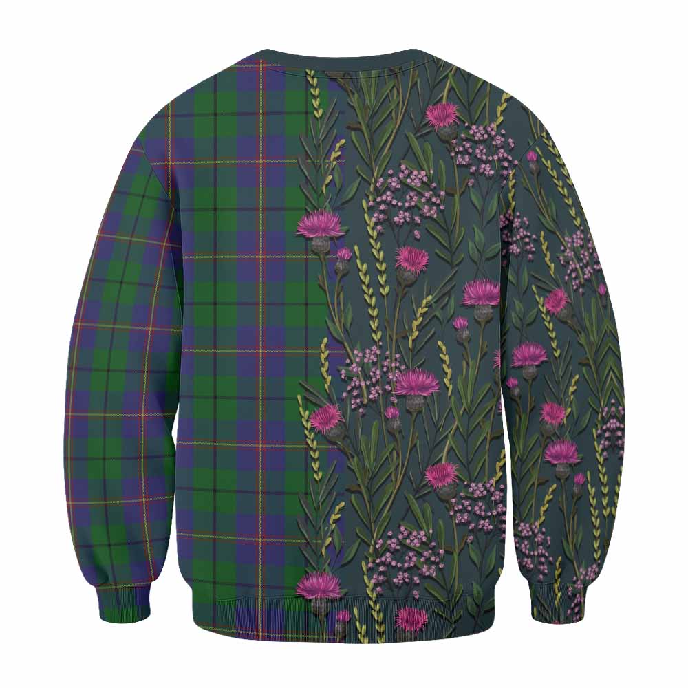 Carmichael Family Crest Tartan Sweatshirt Scottish Thistle Flower Pattern Half Style - Tartan Vibes Clothing