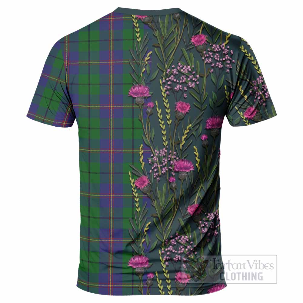 Carmichael Family Crest Tartan T-Shirt Scottish Thistle Flower Pattern Half Style - Tartan Vibes Clothing