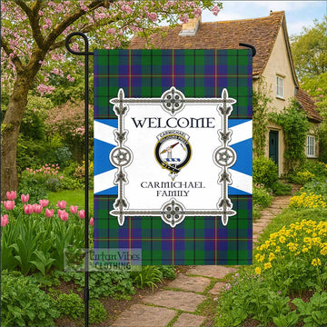 Carmichael Family Crest Tartan Welcome Garden Flag Saltire Harmony Style - Tartan Vibes Clothing