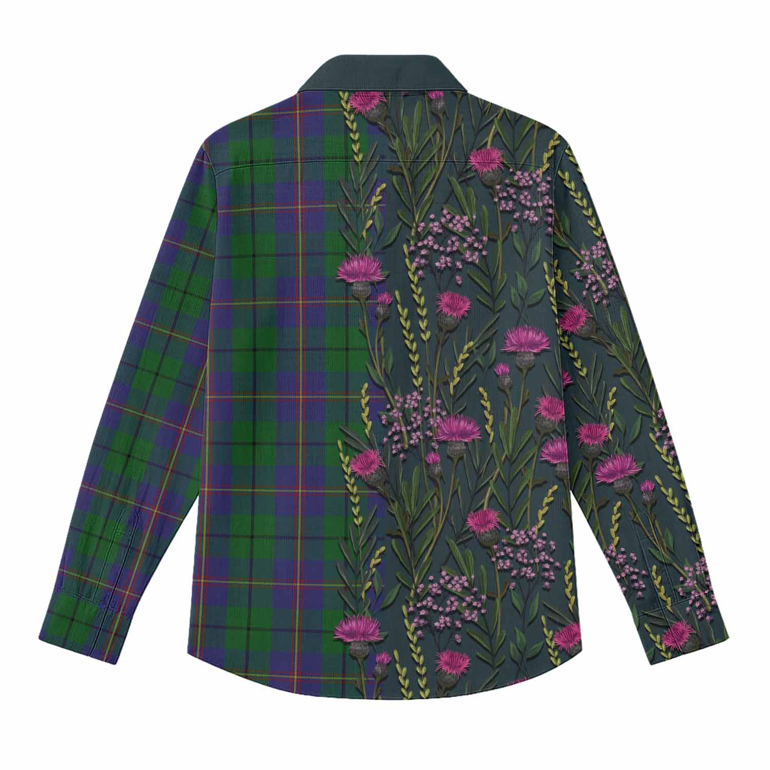 Carmichael Family Crest Tartan Women Casual Shirt Scottish Thistle Flower Pattern Half Style - Tartan Vibes Clothing