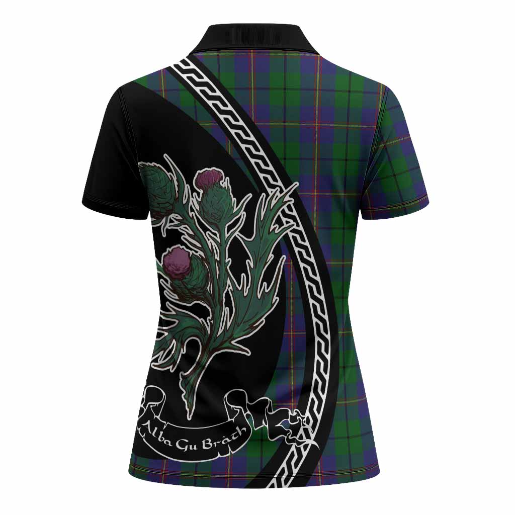 Carmichael Family Crest Tartan Women Polo Shirt Alba Thistle Inspired - Tartan Vibes Clothing