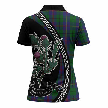 Carmichael Family Crest Tartan Women Polo Shirt Alba Thistle Inspired - Tartan Vibes Clothing