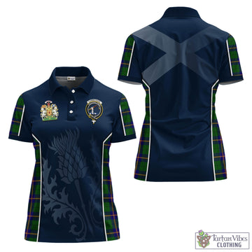 Carmichael Modern Tartan Women's Polo Shirt with Family Crest and Scottish Thistle Vibes Sport Style