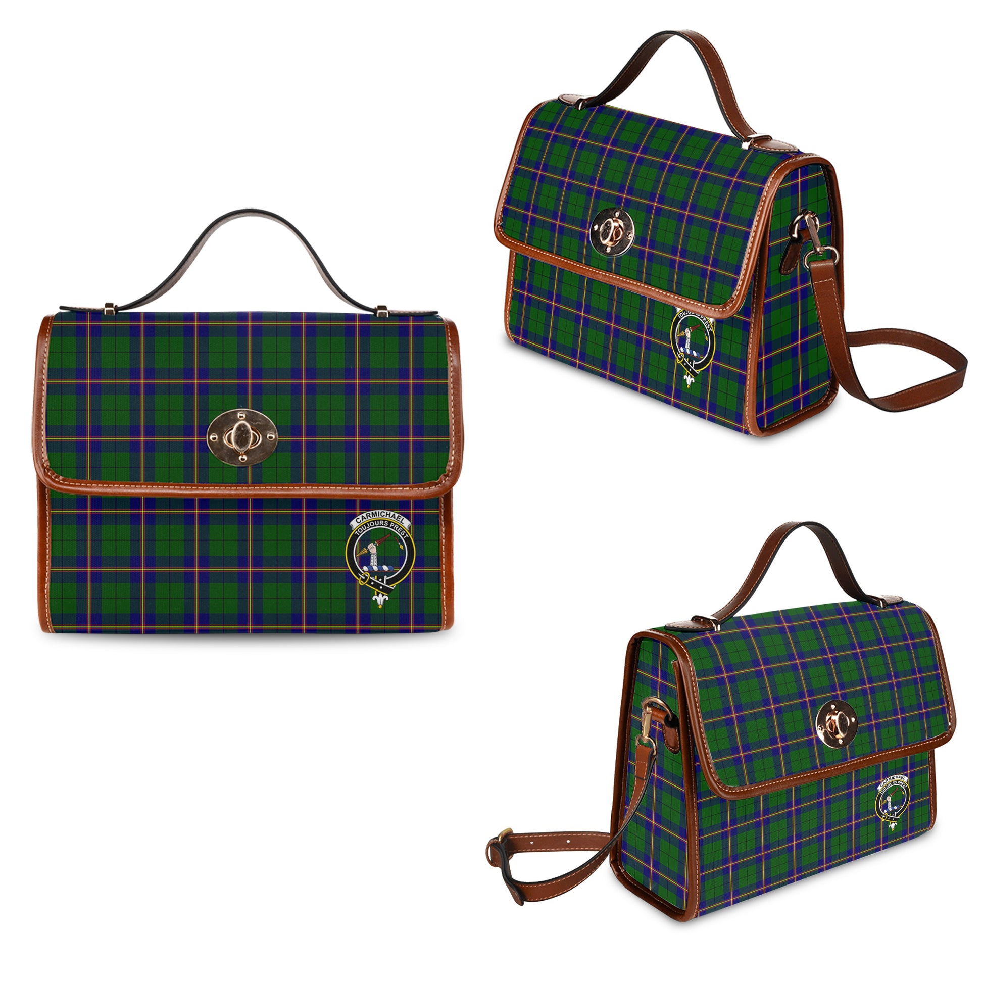 carmichael-modern-tartan-leather-strap-waterproof-canvas-bag-with-family-crest