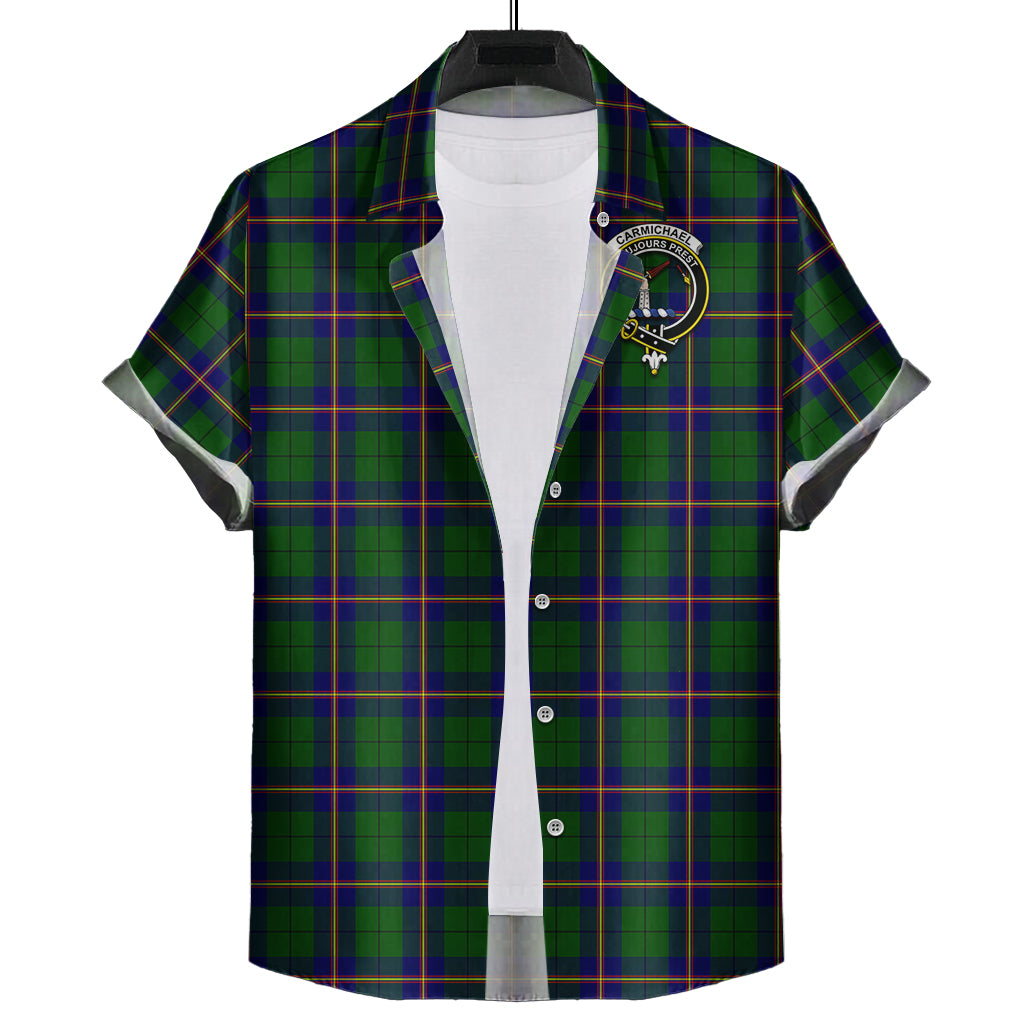 carmichael-modern-tartan-short-sleeve-button-down-shirt-with-family-crest