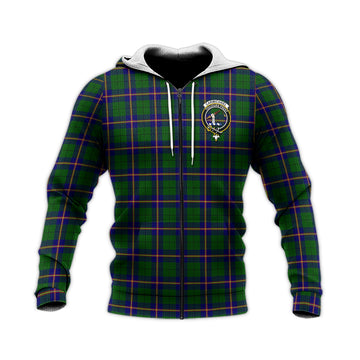 Carmichael Modern Tartan Knitted Hoodie with Family Crest