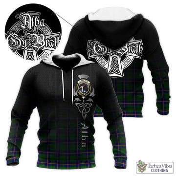 Carmichael Modern Tartan Knitted Hoodie Featuring Alba Gu Brath Family Crest Celtic Inspired