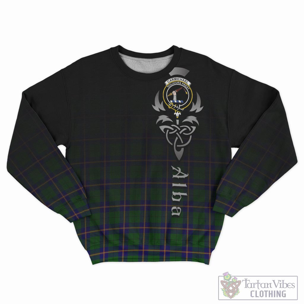 Tartan Vibes Clothing Carmichael Modern Tartan Sweatshirt Featuring Alba Gu Brath Family Crest Celtic Inspired