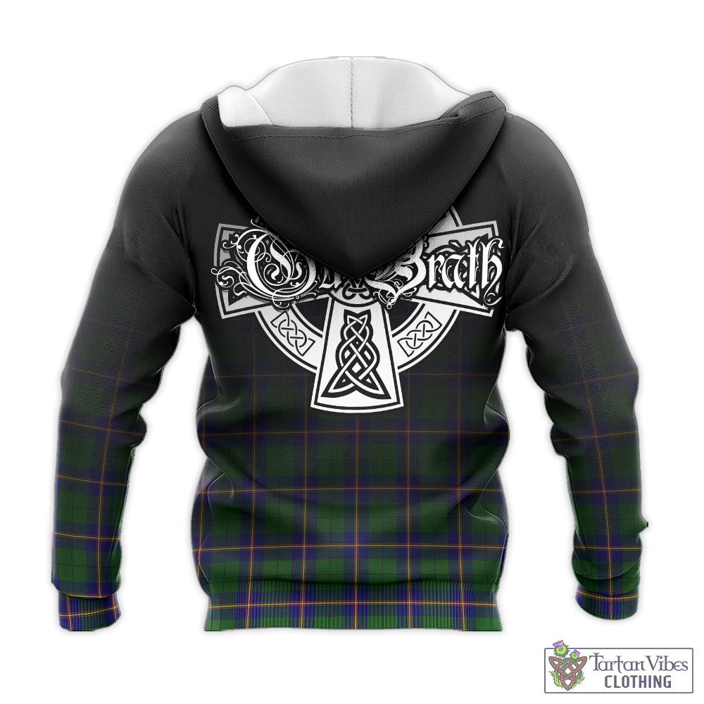 Tartan Vibes Clothing Carmichael Modern Tartan Knitted Hoodie Featuring Alba Gu Brath Family Crest Celtic Inspired