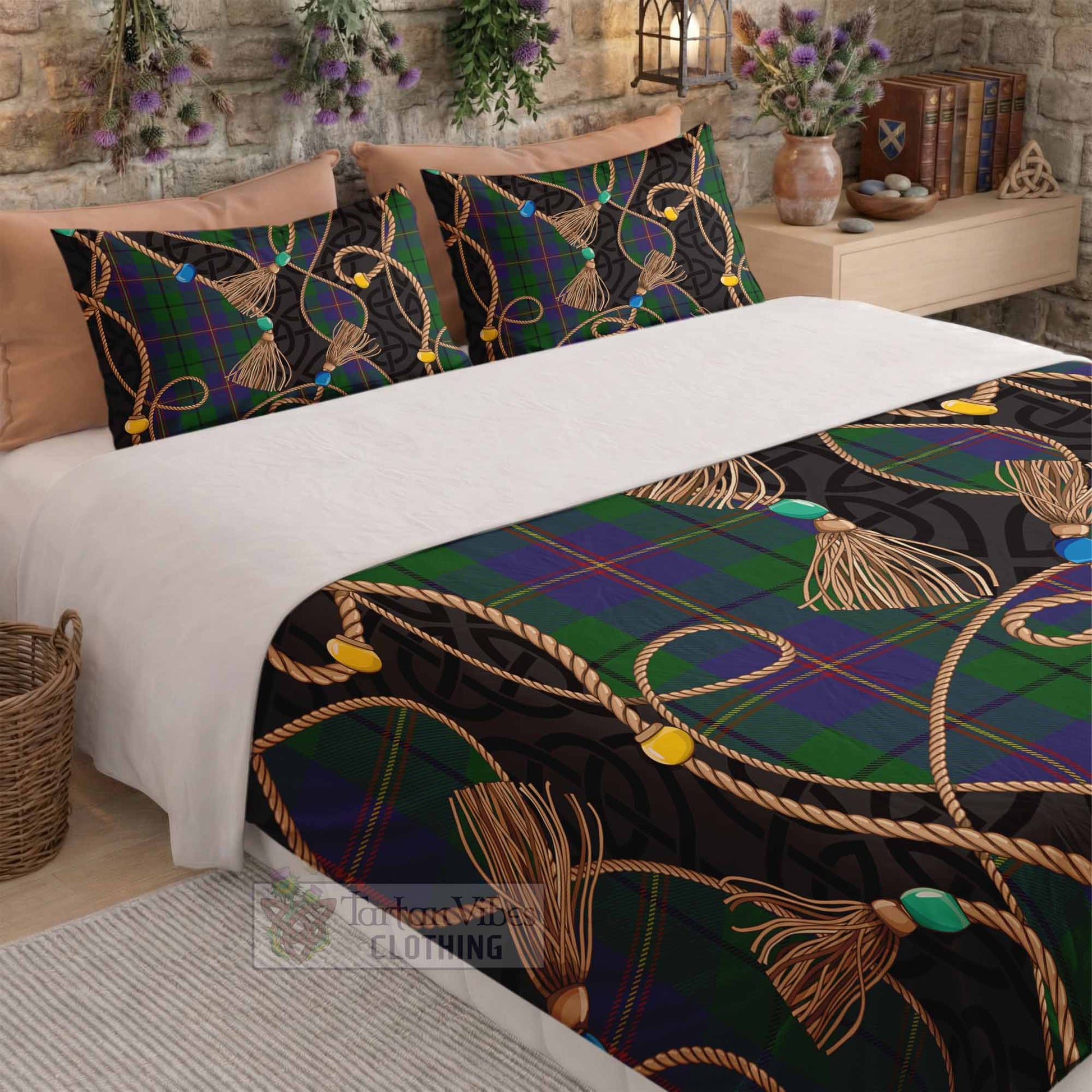 Carmichael Scottish Tartan Twisted Ropes Stylized Bedding Set - Tartan Vibes Clothing