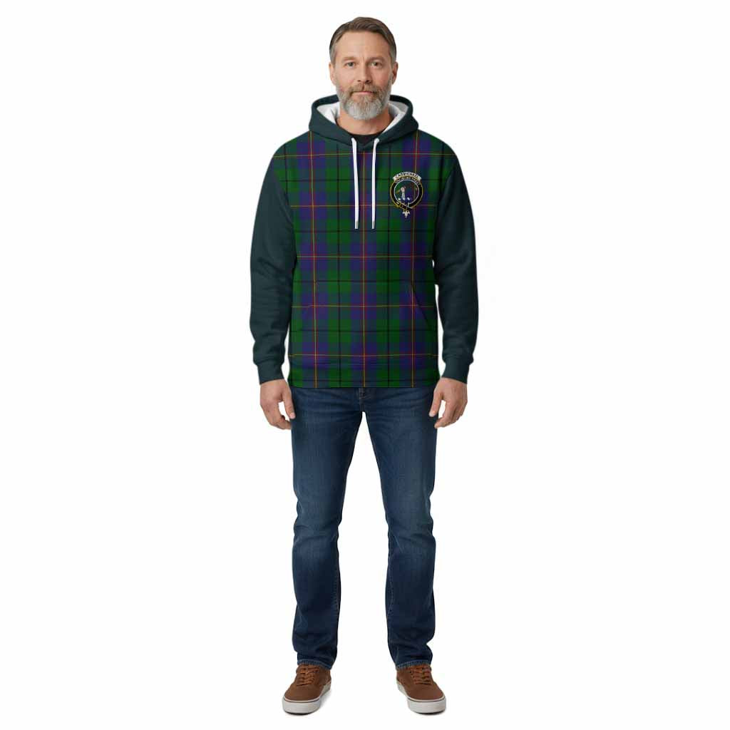 Carmichael Tartan Accent Cotton Hoodie with Family Crest