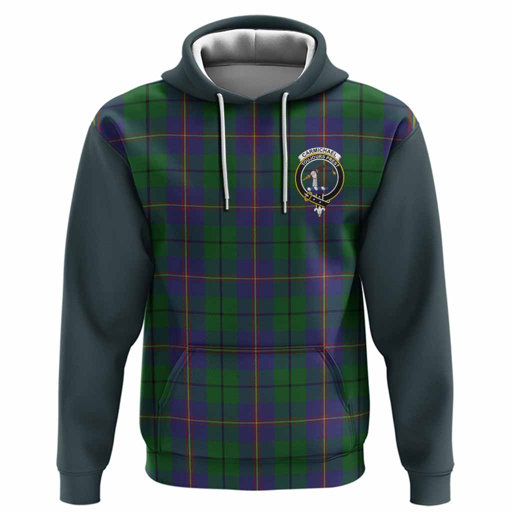 Carmichael Tartan Accent Hoodie with Family Crest