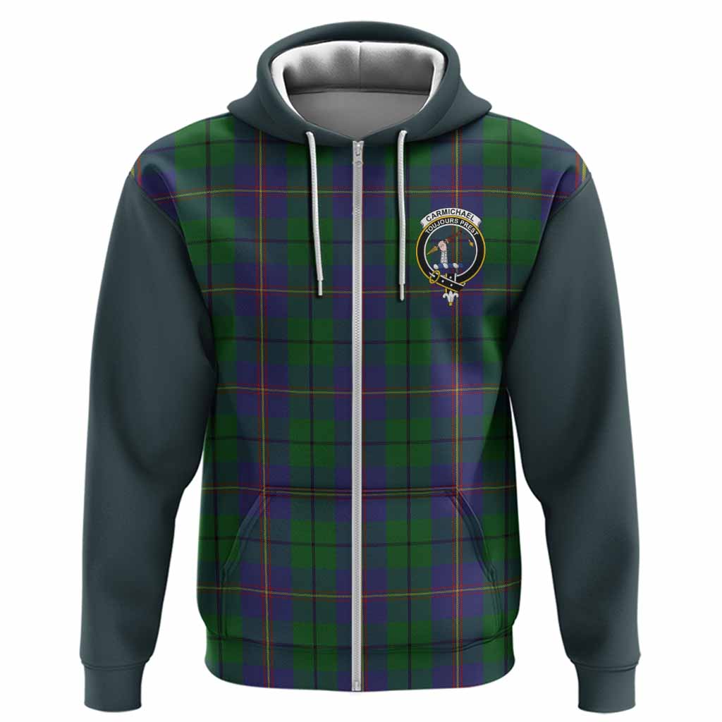 Carmichael Tartan Accent Hoodie with Family Crest