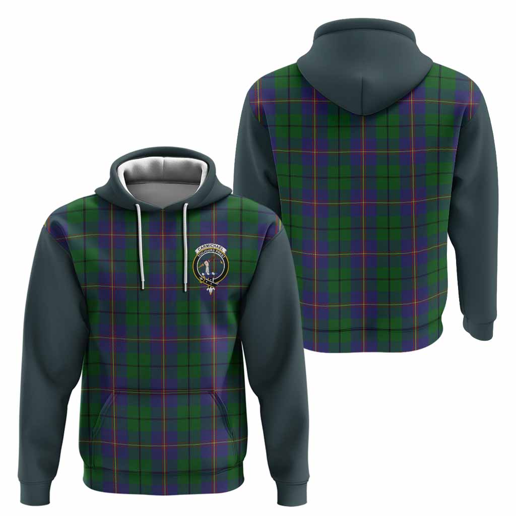Carmichael Tartan Accent Hoodie with Family Crest