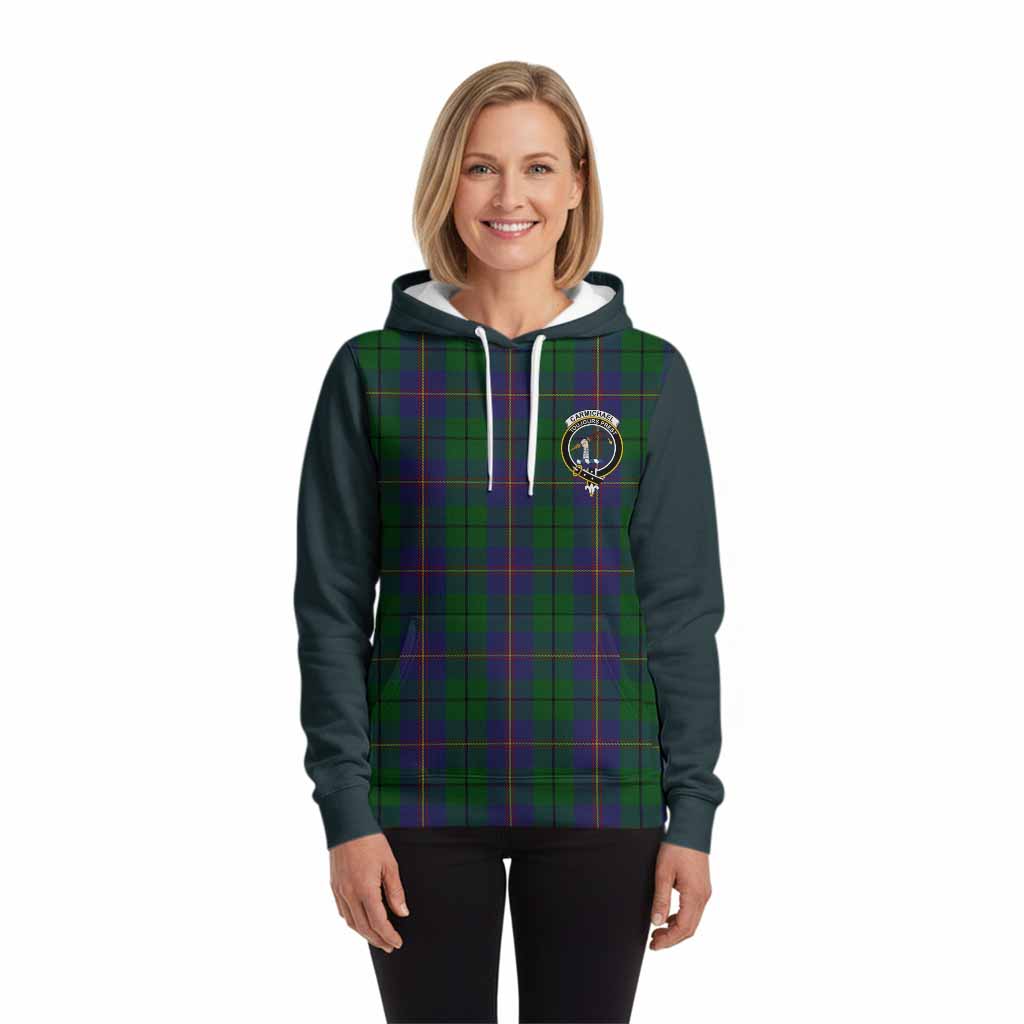 Carmichael Tartan Accent Hoodie with Family Crest