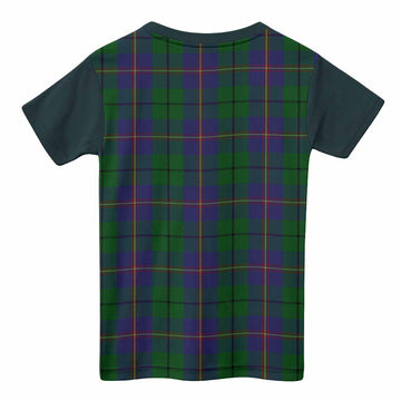 Carmichael Tartan Accent Kid T-shirt with Family Crest