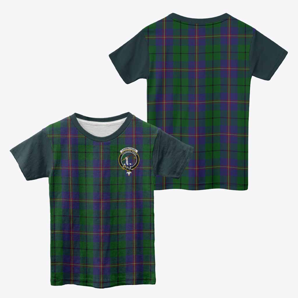 Carmichael Tartan Accent Kid T-shirt with Family Crest