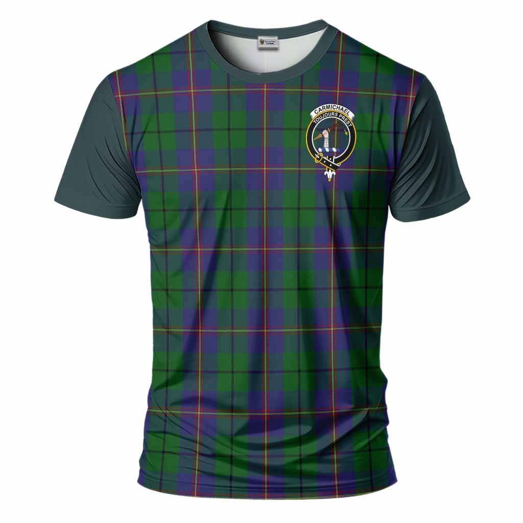 Carmichael Tartan Accent T-Shirt with Family Crest