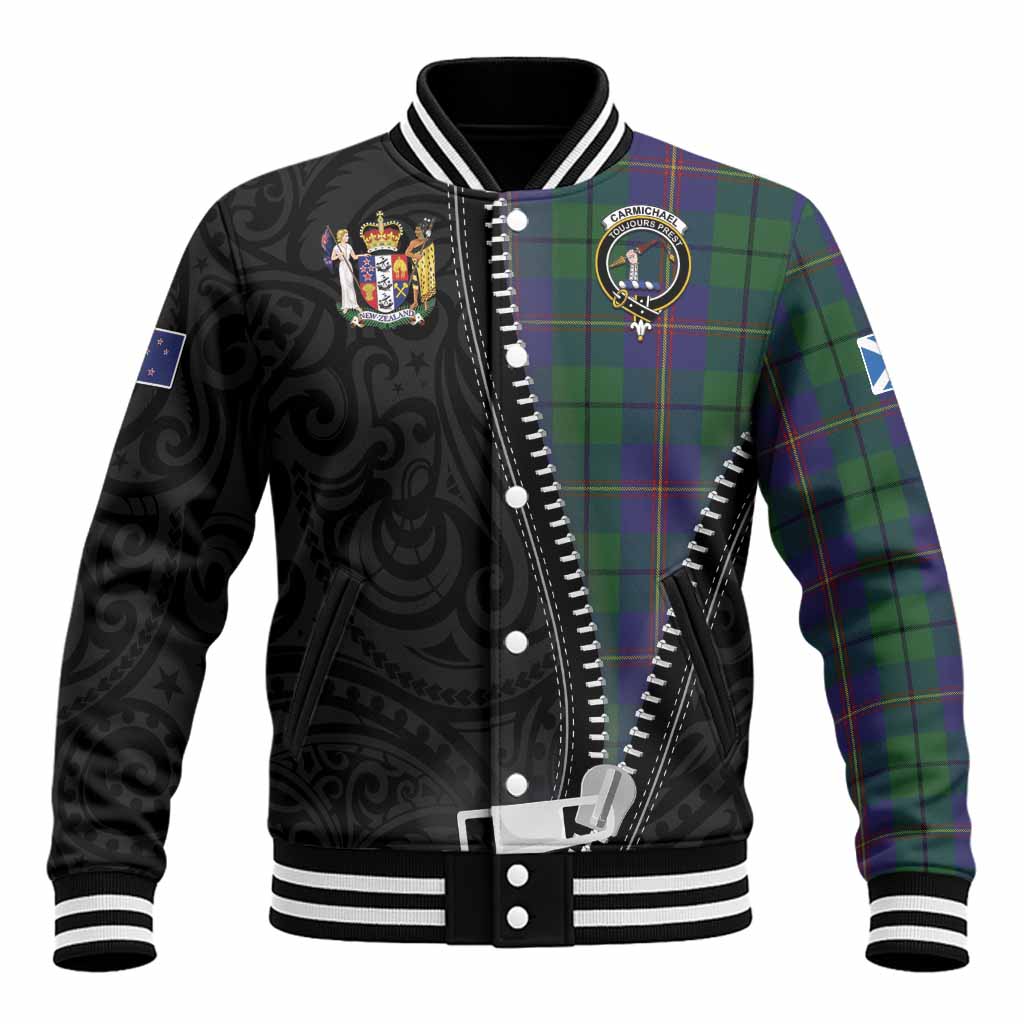 Carmichael Tartan Baseball Jacket New Zealand Pattern Unique Zipper Stylized