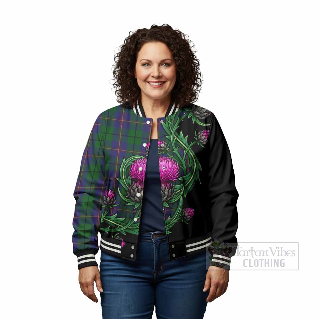 Carmichael Tartan Baseball Jacket Resilient Scottish Thistle - Tartan Vibes Clothing