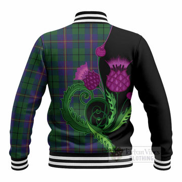 Carmichael Tartan Baseball Jacket Traditional Scottish Thistle