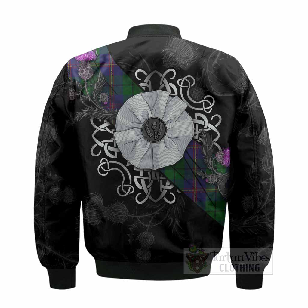Carmichael Tartan Bomber Jacket Jacobite White Rose - Tartan Vibes Clothing