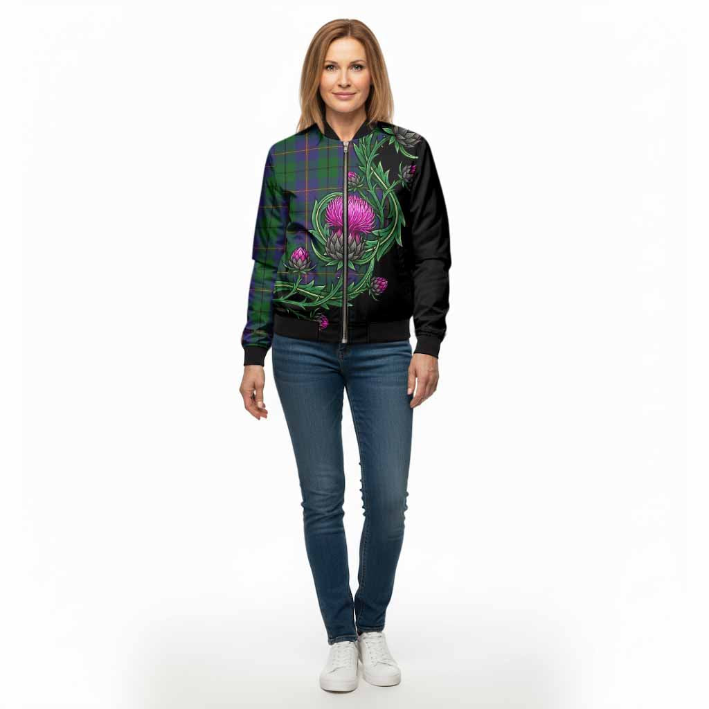 Carmichael Tartan Bomber Jacket Resilient Scottish Thistle - Tartan Vibes Clothing