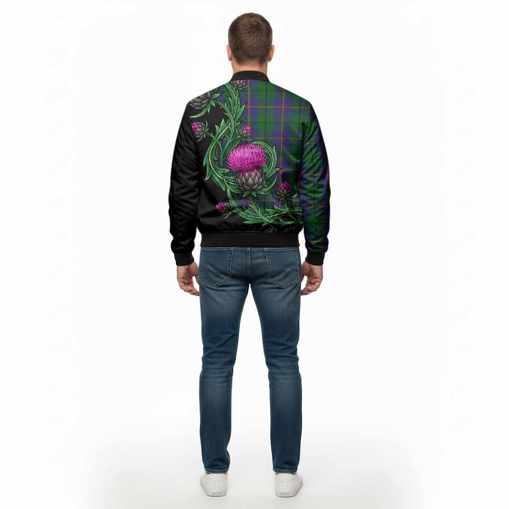 Carmichael Tartan Bomber Jacket Resilient Scottish Thistle - Tartan Vibes Clothing