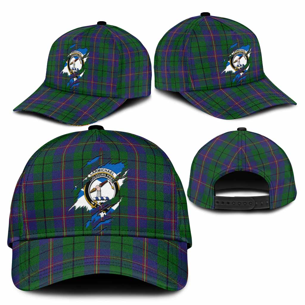 Carmichael Tartan Classic Cap with Family Crest In Me Style